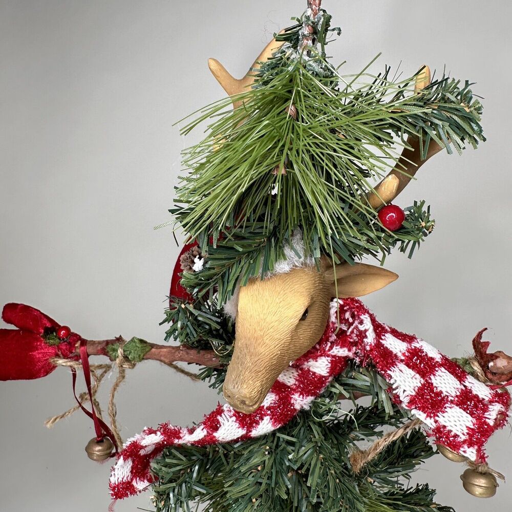Vintage Ugly Christmas Tree Figurine Reindeer Bendable Tabletop Mantel 23" Tall